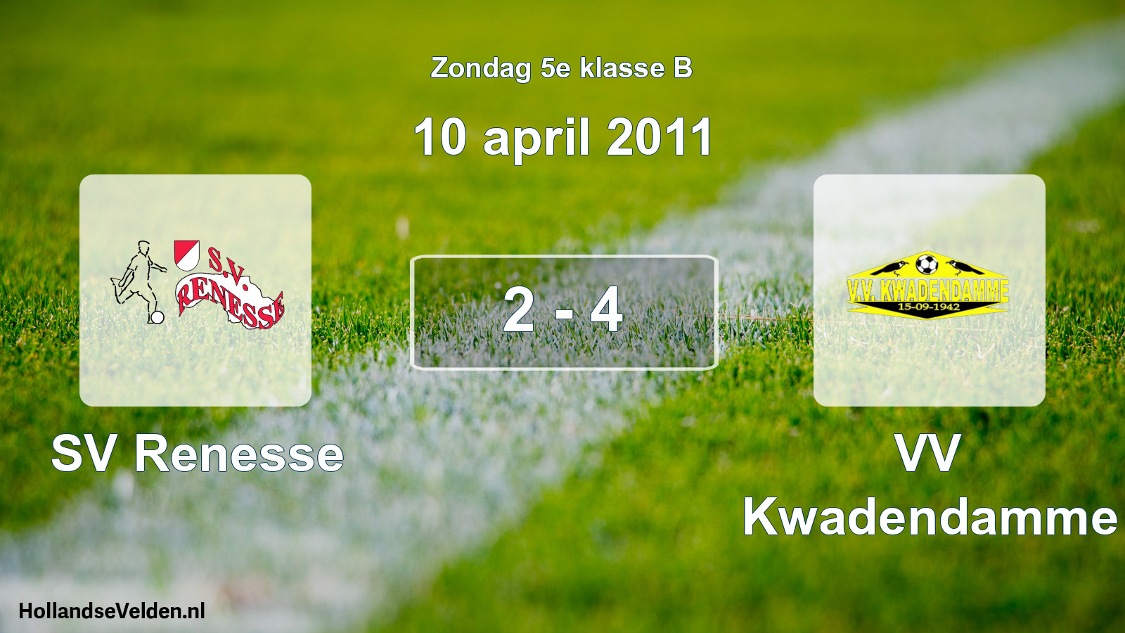 Total number of matches played: SV Renesse - VV Kwadendamme 2 - 4 (10 April 2011)