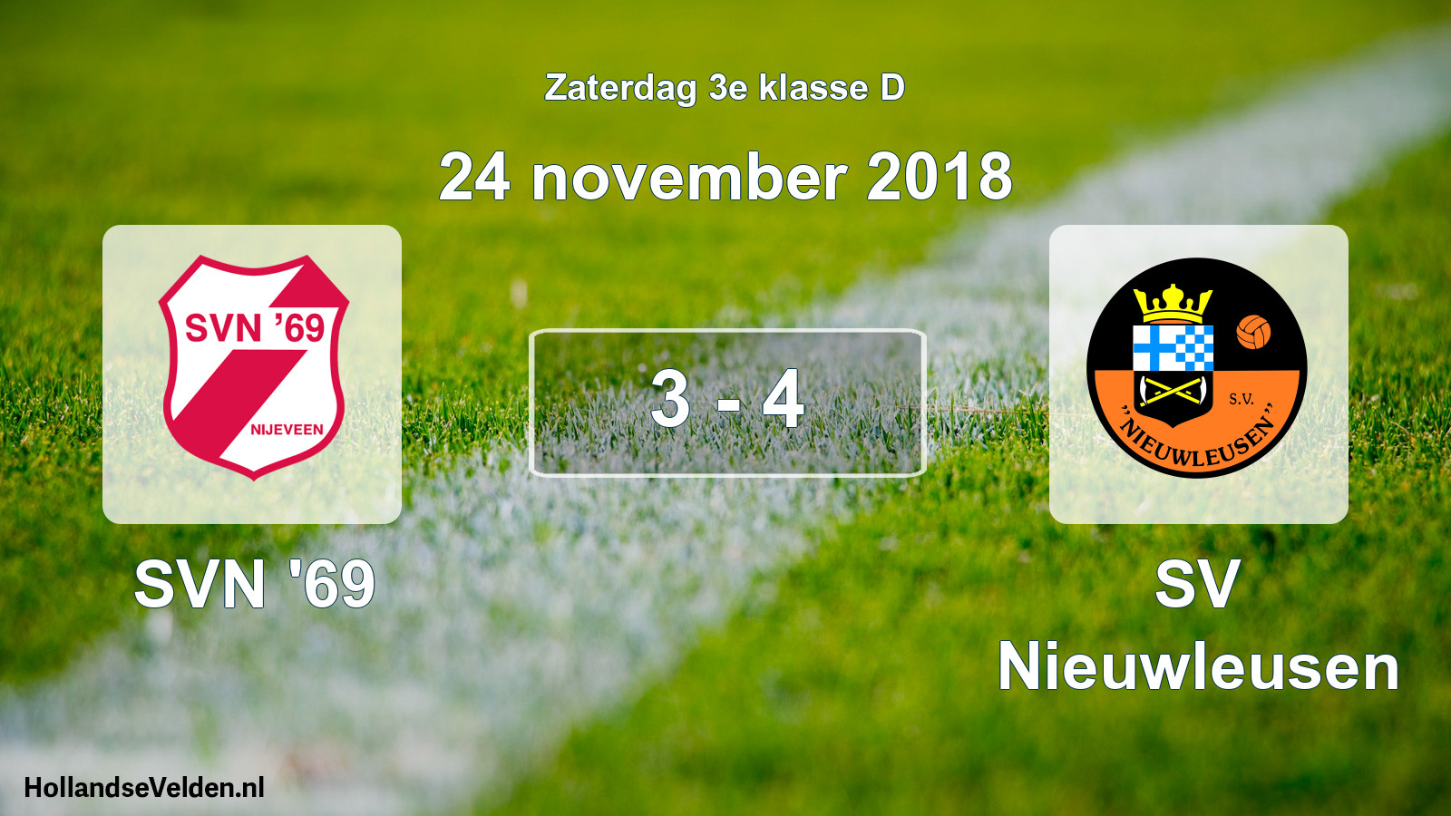 Total number of matches played: SVN '69 - SV Nieuwleusen 3 - 4 (24 November 2018)