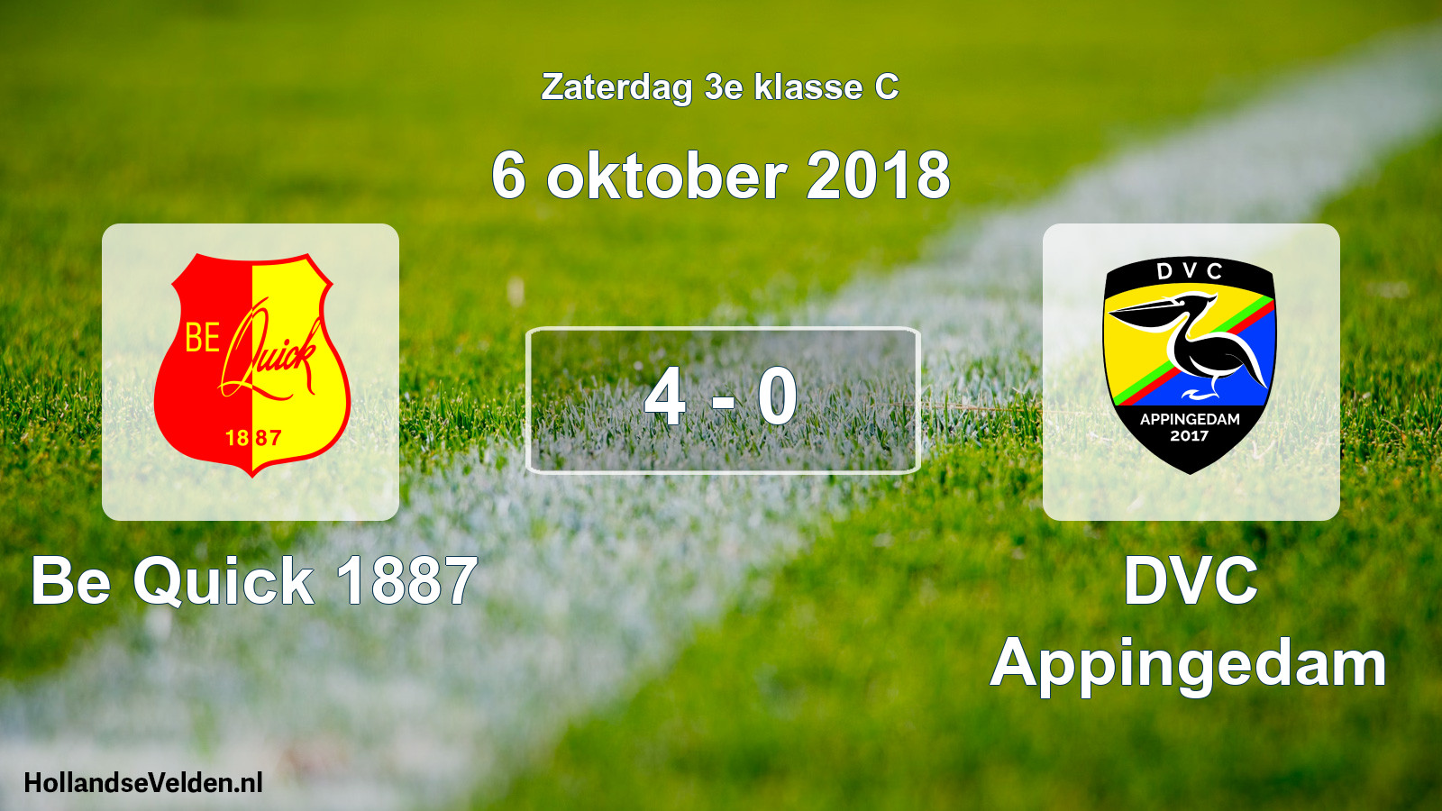 Total number of matches played: Be Quick 1887 - DVC Appingedam 4 - 0 (6 October 2018)