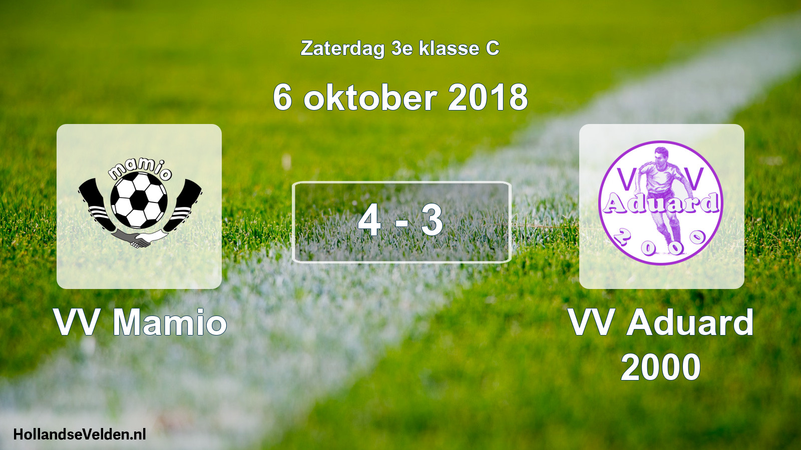 Total number of matches played: VV Mamio - VV Aduard 2000 4 - 3 (6 October 2018)