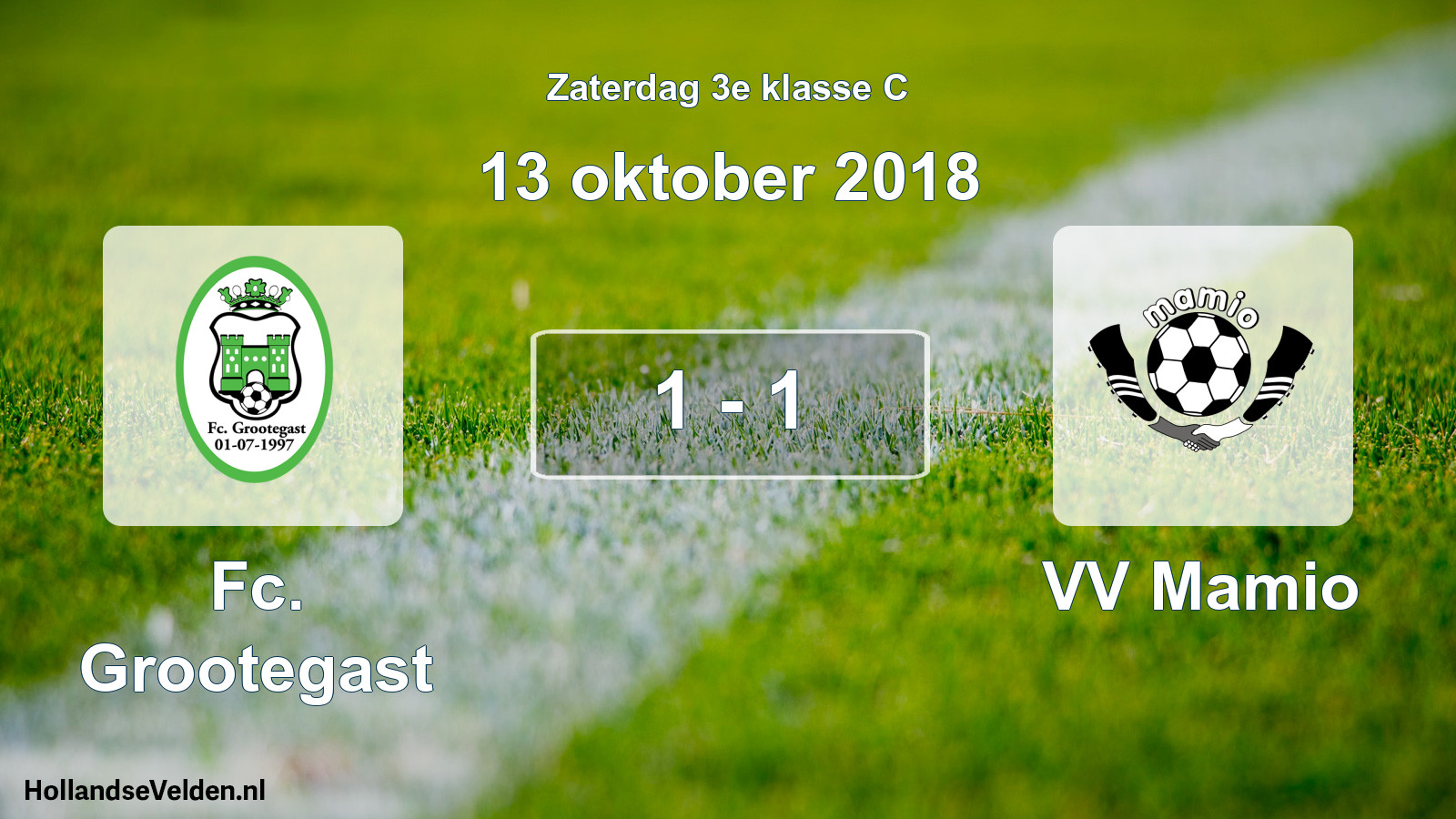 Total number of matches played: Fc. Grootegast - VV Mamio 1 - 1 (13 October 2018)