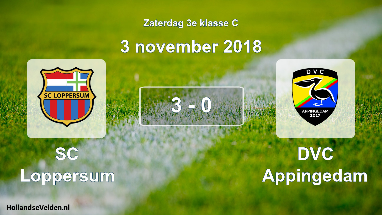 Total number of matches played: SC Loppersum - DVC Appingedam 3 - 0 (3 November 2018)