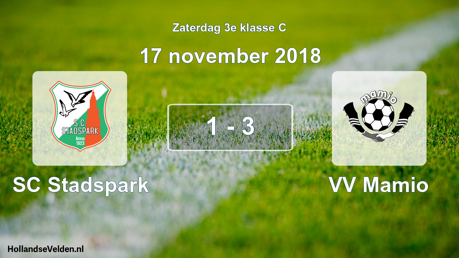 Total number of matches played: SC Stadspark - VV Mamio 1 - 3 (17 November 2018)