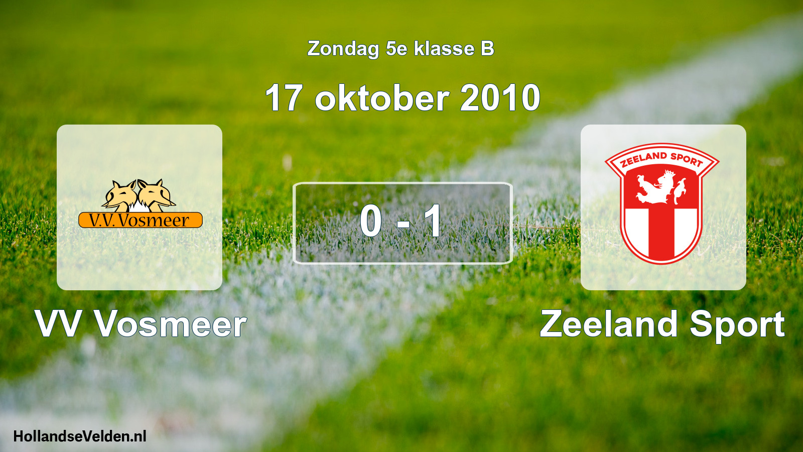 Total number of matches played: VV Vosmeer - Zeeland Sport 0 - 1 (17 October 2010)