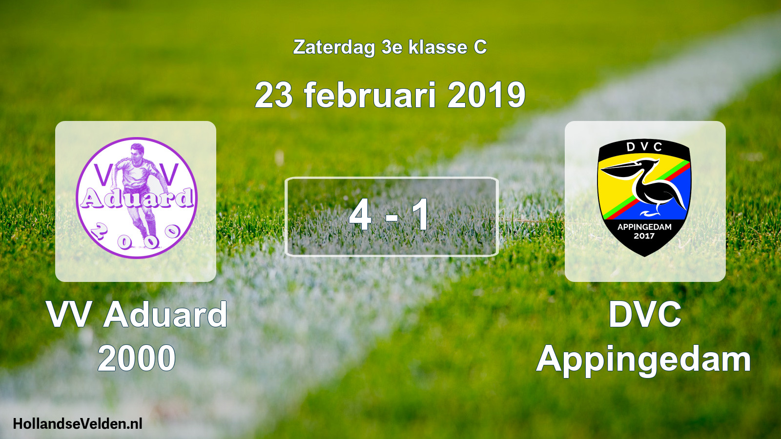 Total number of matches played: VV Aduard 2000 - DVC Appingedam 4 - 1 (23 February 2019)