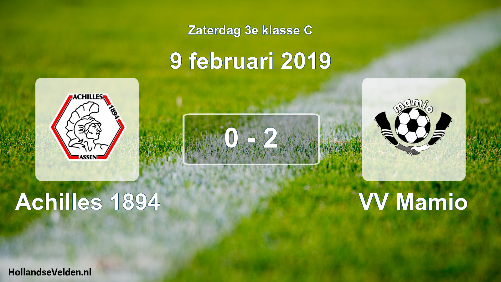 Total number of matches played: Achilles 1894 - VV Mamio 0 - 2 (9 February 2019)