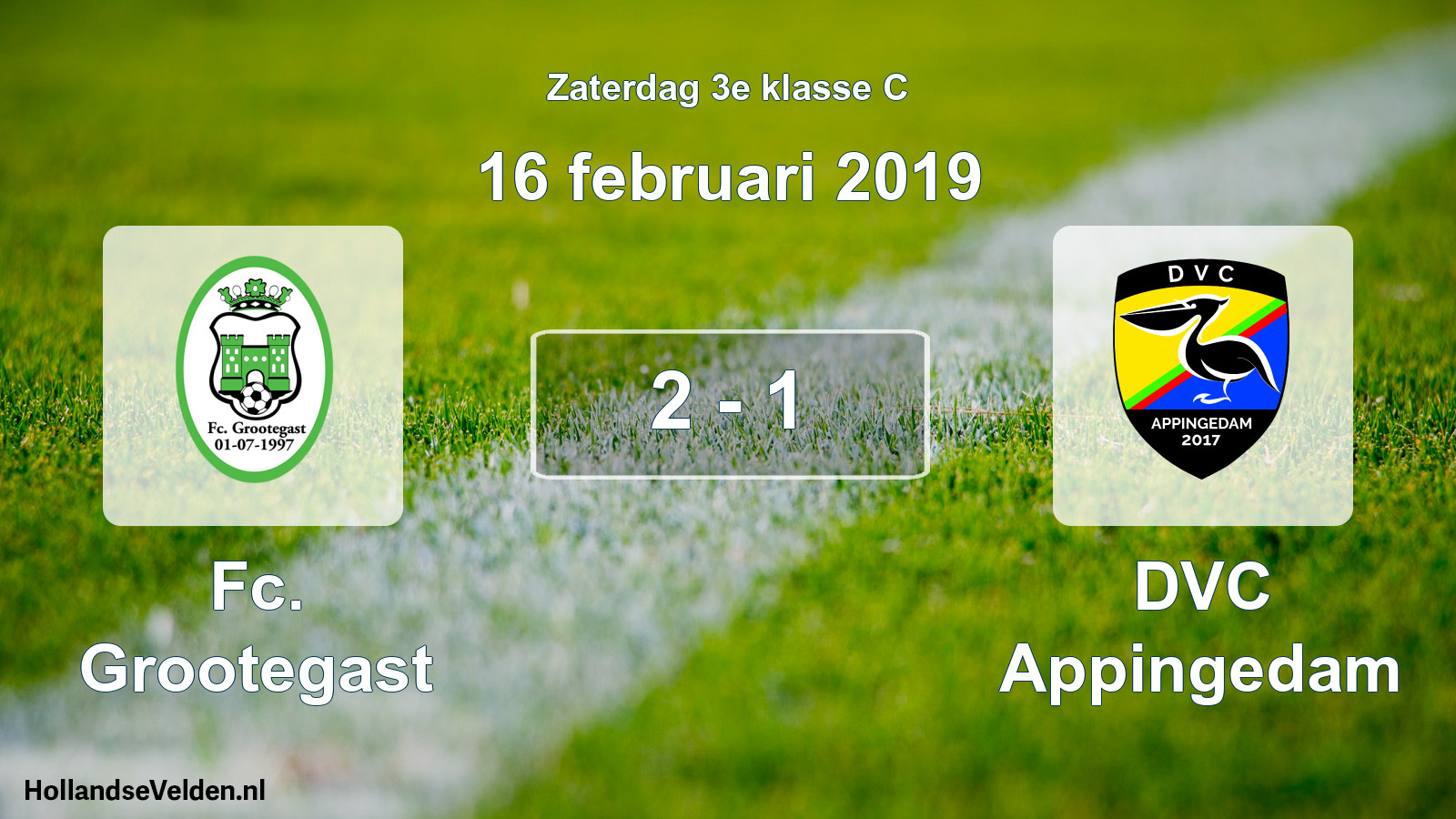 Total number of matches played: Fc. Grootegast - DVC Appingedam 2 - 1 (16 February 2019)