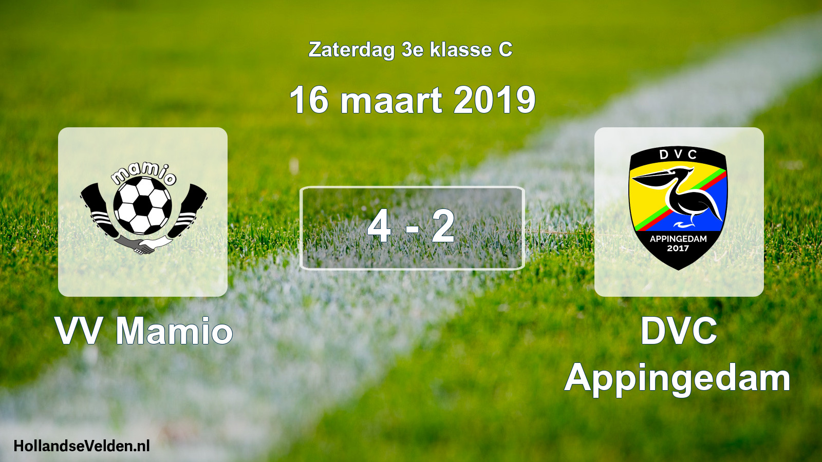 Total number of matches played: VV Mamio - DVC Appingedam 4 - 2 (16 March 2019)