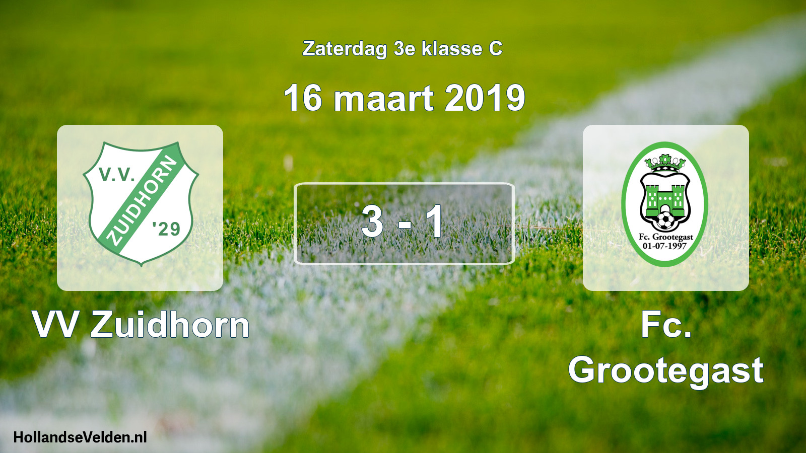 Total number of matches played: VV Zuidhorn - Fc. Grootegast 3 - 1 (16 March 2019)