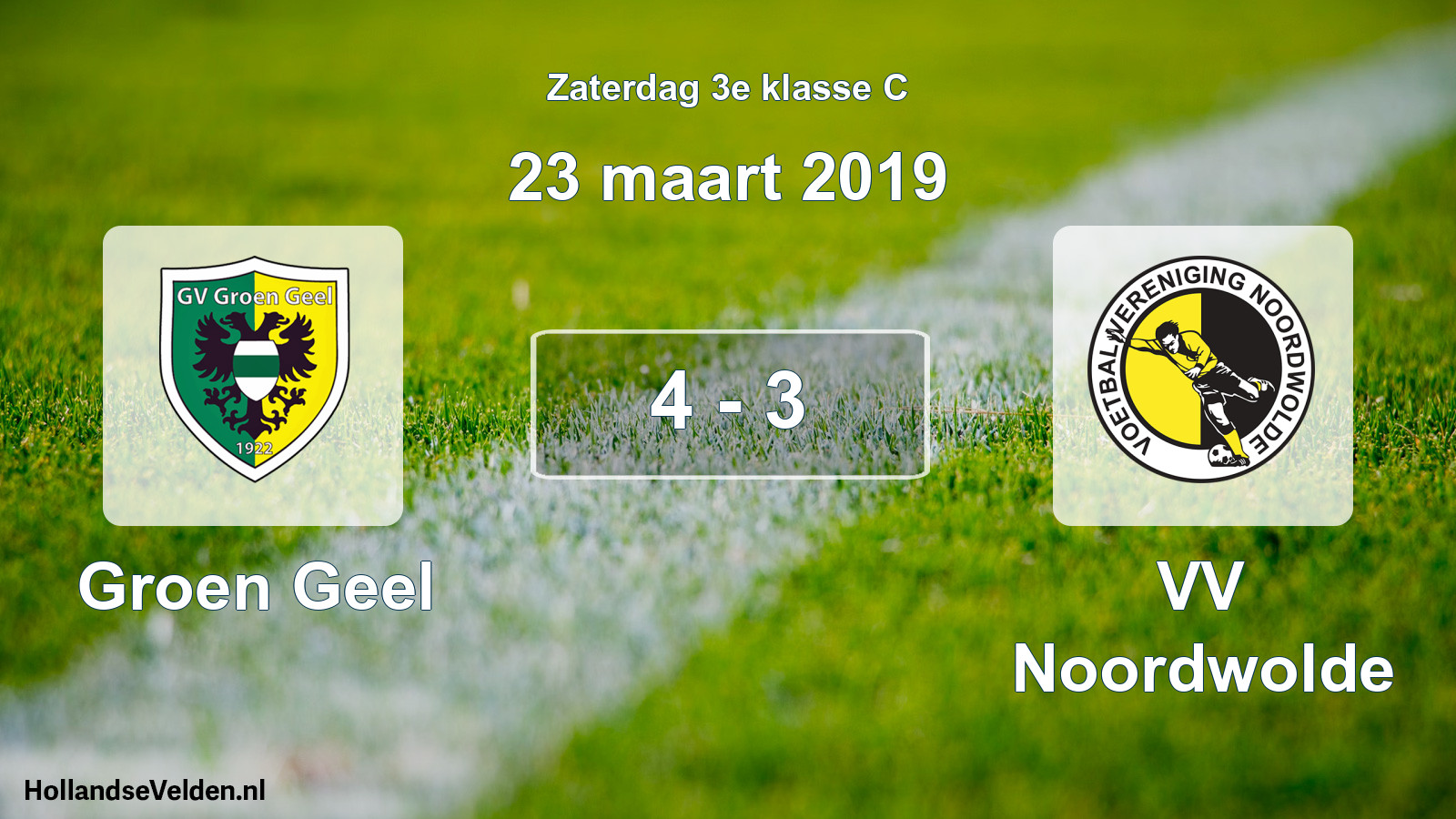 Total number of matches played: Groen Geel - VV Noordwolde 4 - 3 (23 March 2019)