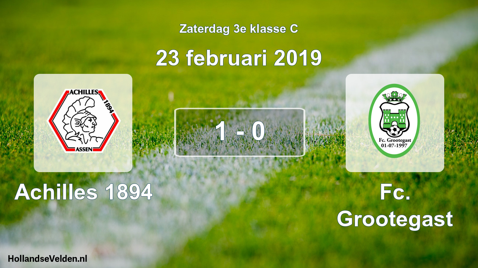Total number of matches played: Achilles 1894 - Fc. Grootegast 1 - 0 (23 February 2019)