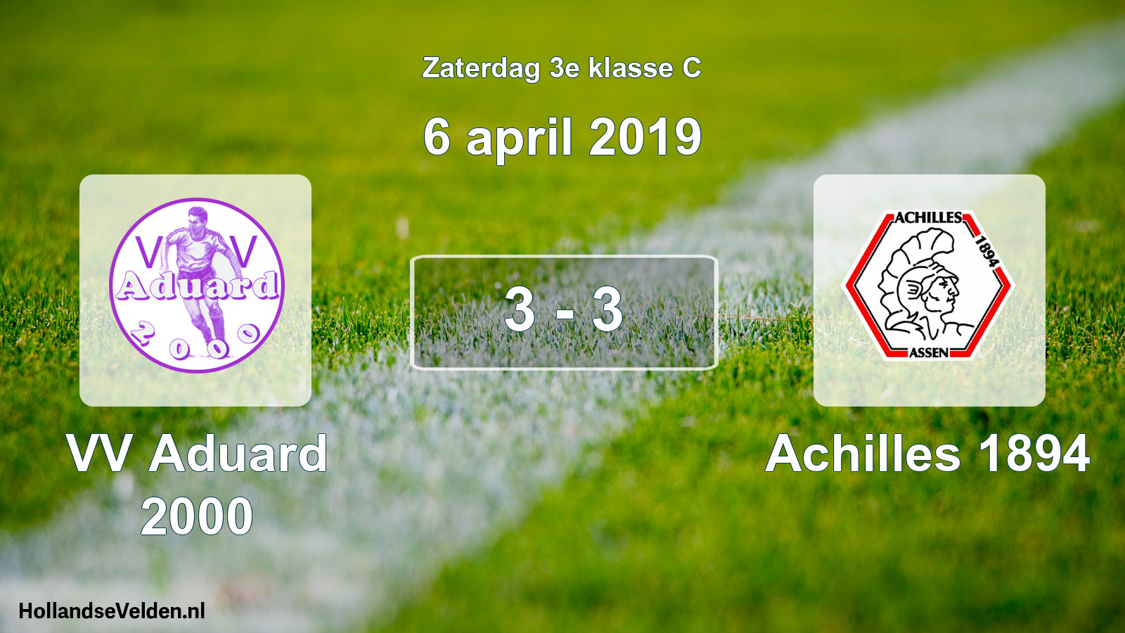 Total number of matches played: VV Aduard 2000 - Achilles 1894 3 - 3 (6 April 2019)