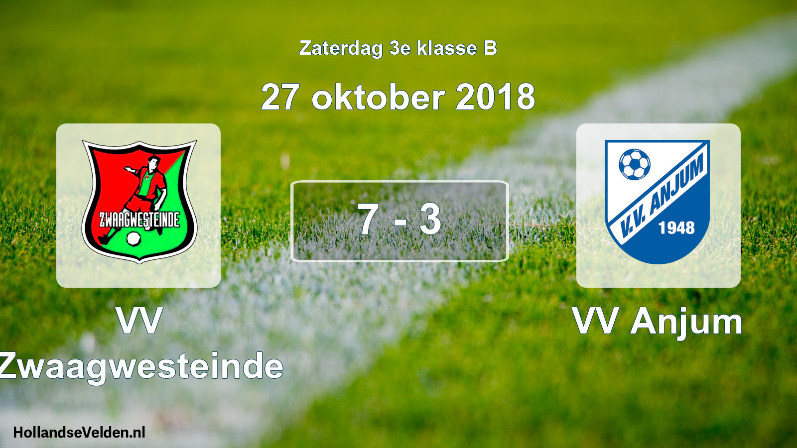 Total number of matches played: VV Zwaagwesteinde - VV Anjum 7 - 3 (27 October 2018)