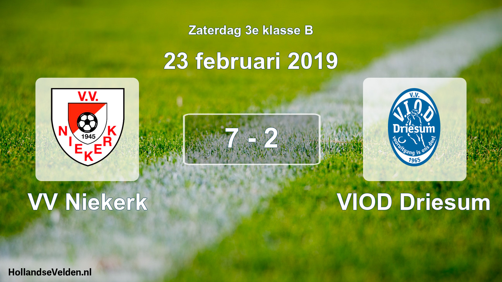 Total number of matches played: VV Niekerk - VIOD Driesum 7 - 2 (23 February 2019)