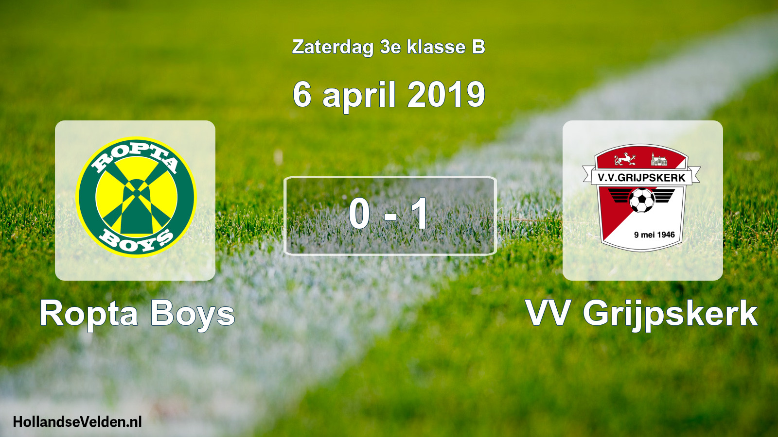 Total number of matches played: Ropta Boys - VV Grijpskerk 0 - 1 (6 April 2019)
