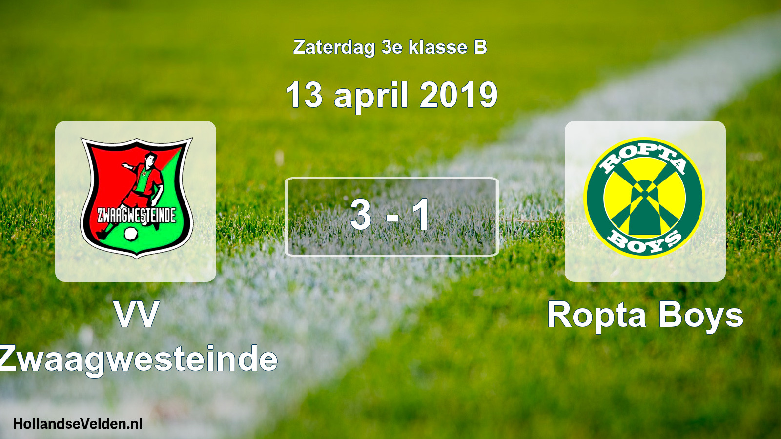 Total number of matches played: VV Zwaagwesteinde - Ropta Boys 3 - 1 (13 April 2019)