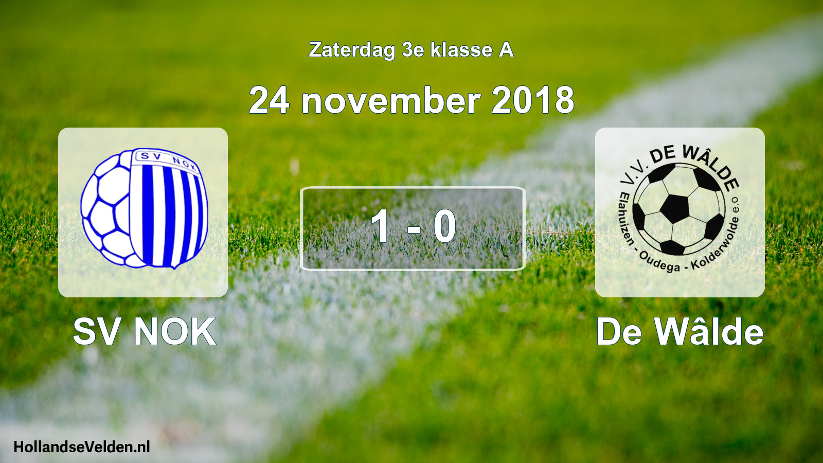 Total number of matches played: SV NOK - De Wâlde 1 - 0 (24 November 2018)