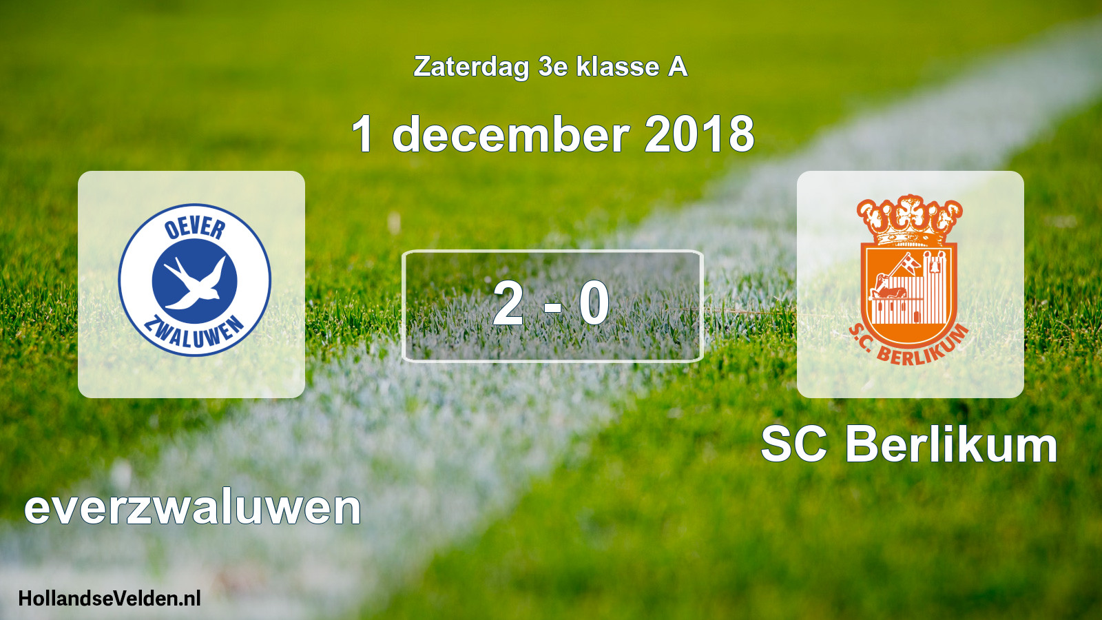 Total number of matches played: Oeverzwaluwen - SC Berlikum 2 - 0 (1 December 2018)