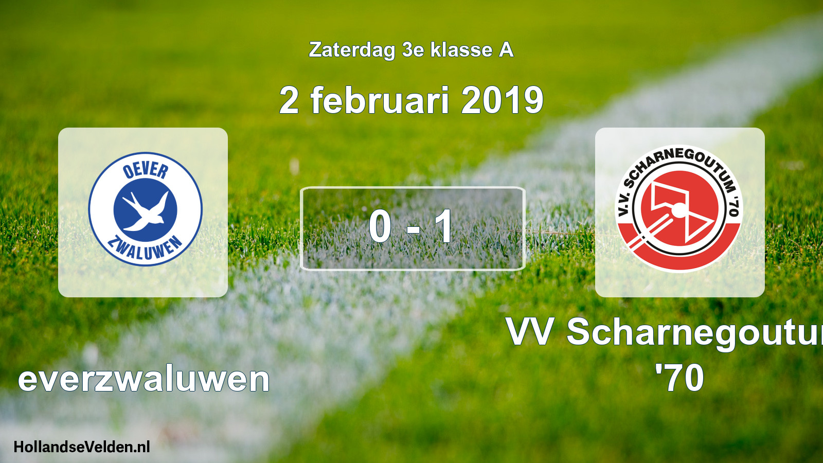 Total number of matches played: Oeverzwaluwen - VV Scharnegoutum '70 0 - 1 (2 February 2019)