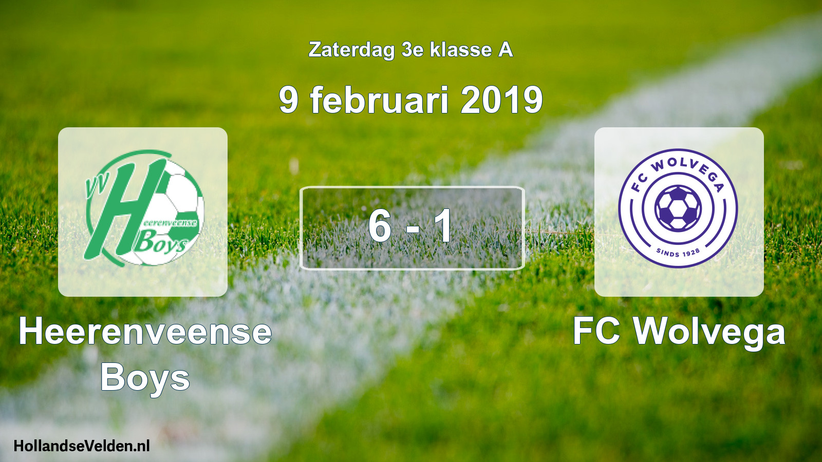 Total number of matches played: Heerenveense Boys - FC Wolvega 6 - 1 (9 February 2019)