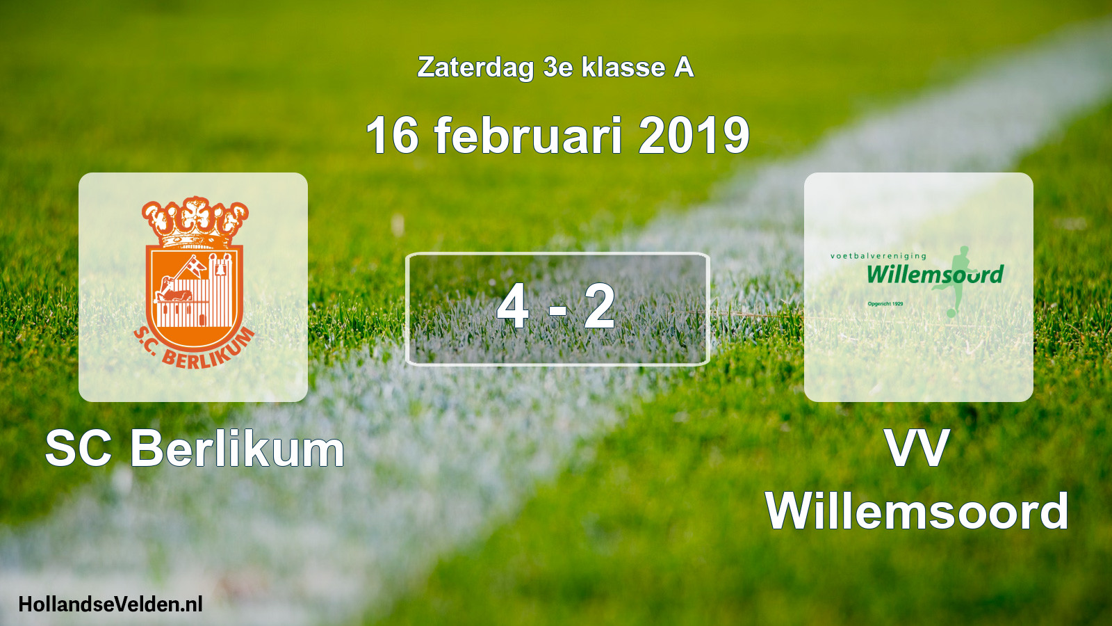 Total number of matches played: SC Berlikum - VV Willemsoord 4 - 2 (16 February 2019)
