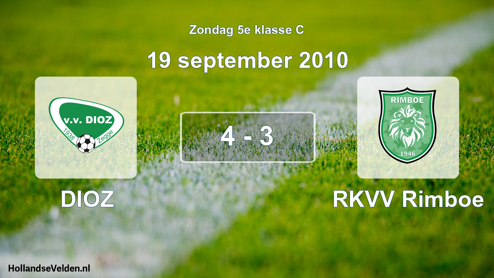 Total number of matches played: DIOZ - RKVV Rimboe 4 - 3 (19 September 2010)