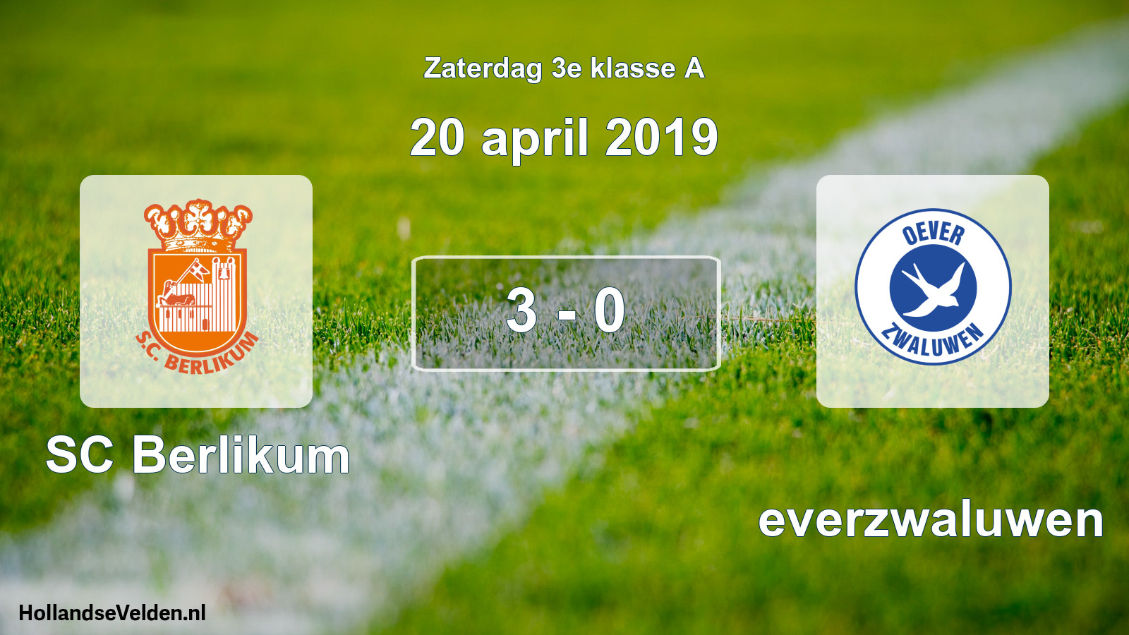 Total number of matches played: SC Berlikum - Oeverzwaluwen 3 - 0 (20 April 2019)