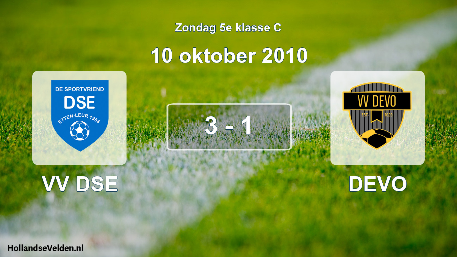 Total number of matches played: VV DSE - DEVO 3 - 1 (10 October 2010)