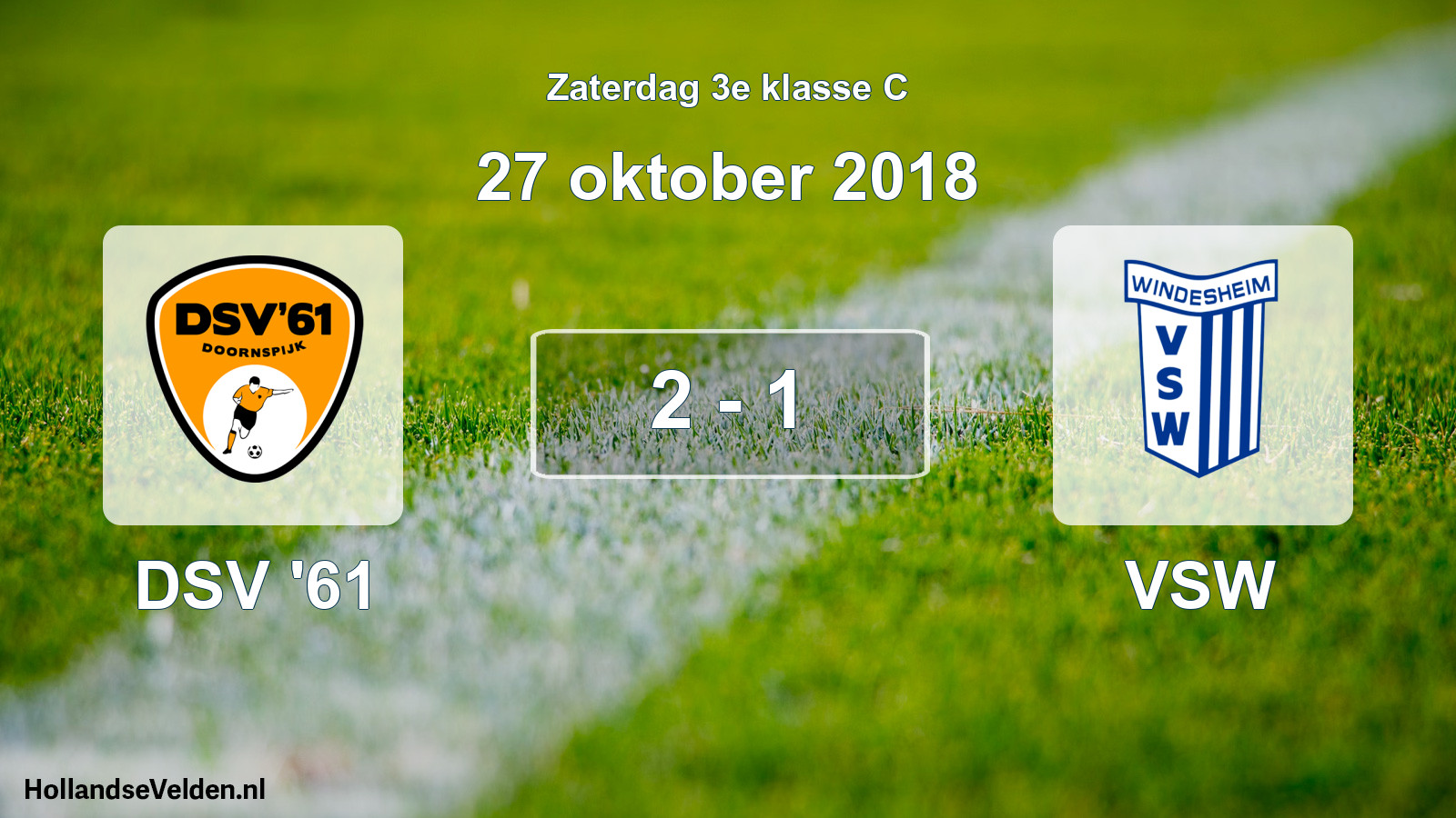 Total number of matches played: DSV '61 - VSW 2 - 1 (27 October 2018)
