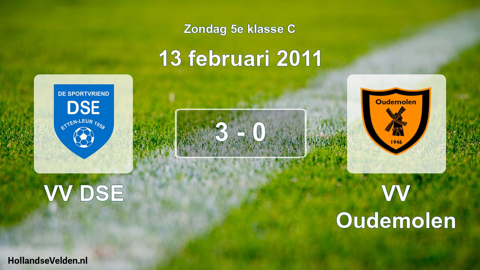 Total number of matches played: VV DSE - VV Oudemolen 3 - 0 (13 February 2011)
