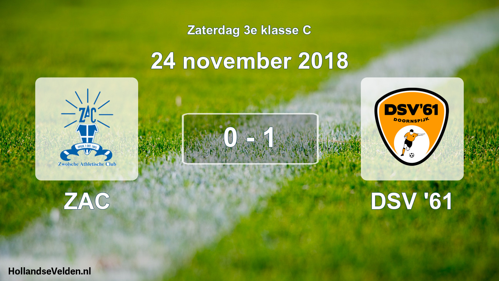 Total number of matches played: ZAC - DSV '61 0 - 1 (24 November 2018)