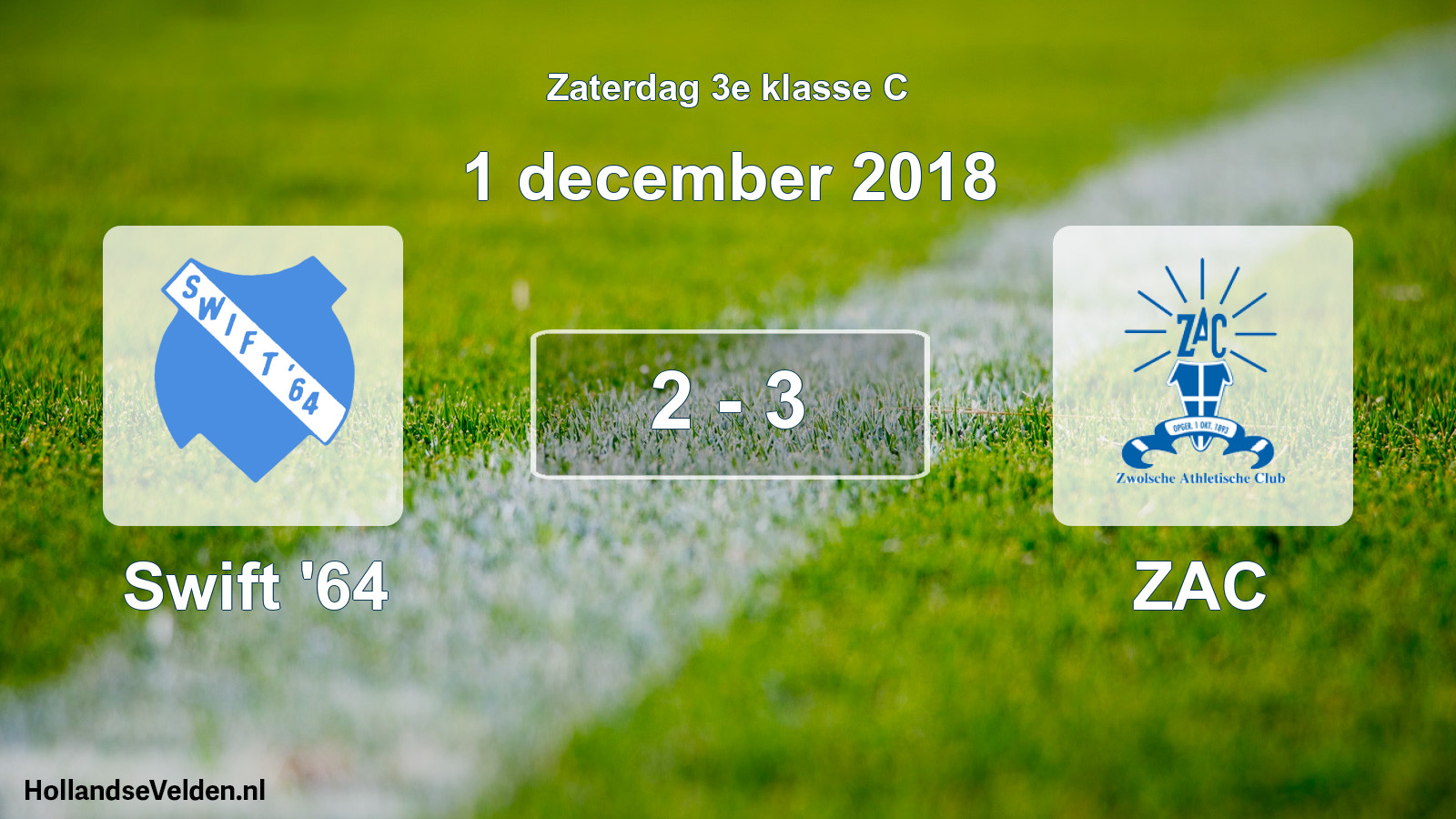 Total number of matches played: Swift '64 - ZAC 2 - 3 (1 December 2018)