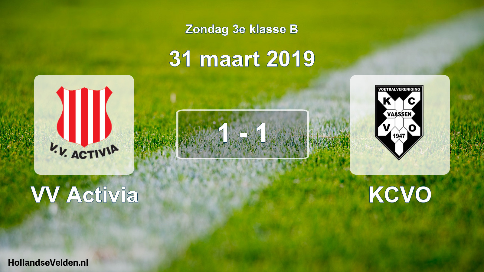 Total number of matches played: VV Activia - KCVO 1 - 1 (31 March 2019)
