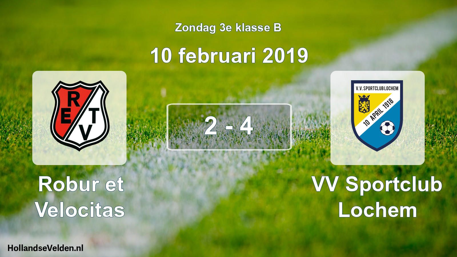 Total number of matches played: Robur et Velocitas - VV Sportclub Lochem 2 - 4 (10 February 2019)