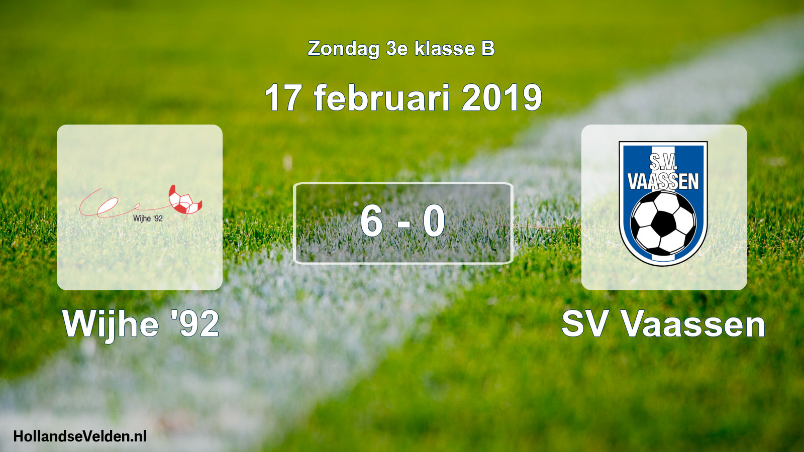 Total number of matches played: Wijhe '92 - SV Vaassen 6 - 0 (17 February 2019)