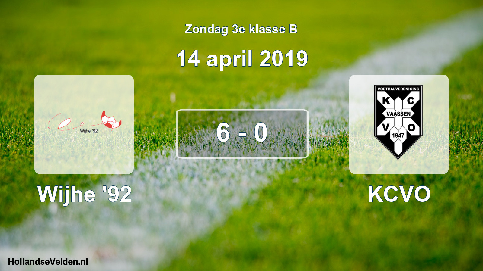 Total number of matches played: Wijhe '92 - KCVO 6 - 0 (14 April 2019)