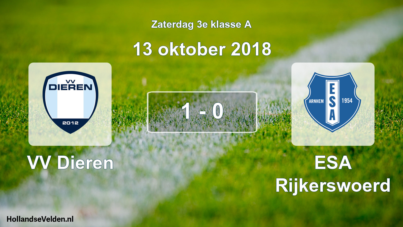 Total number of matches played: VV Dieren - ESA Rijkerswoerd 1 - 0 (13 October 2018)