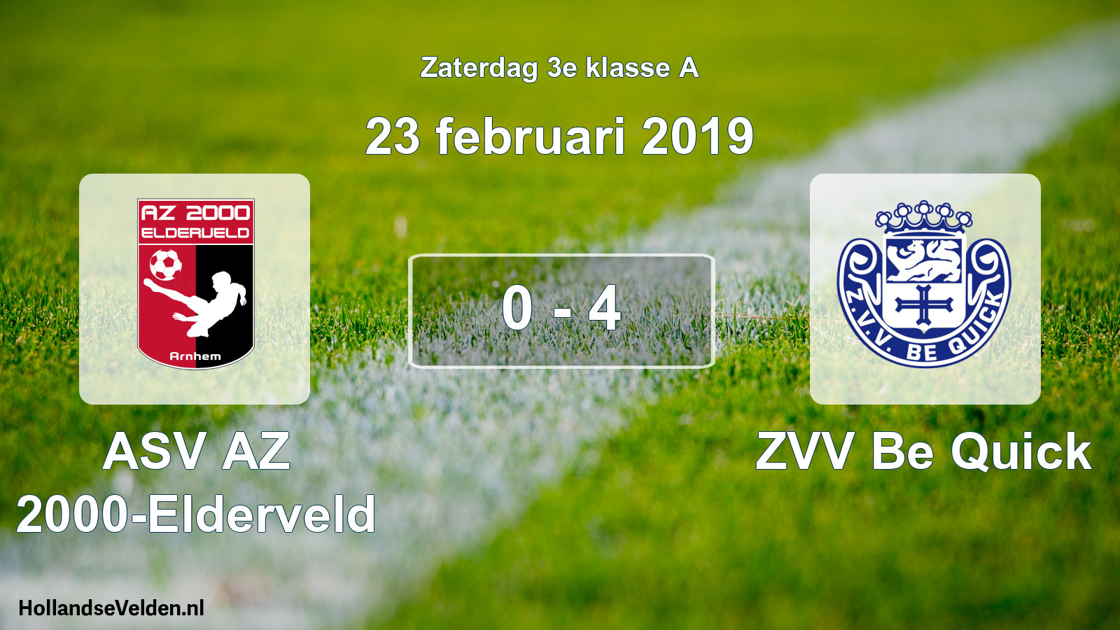 Total number of matches played: ASV AZ 2000-Elderveld - ZVV Be Quick 0 - 4 (23 February 2019)