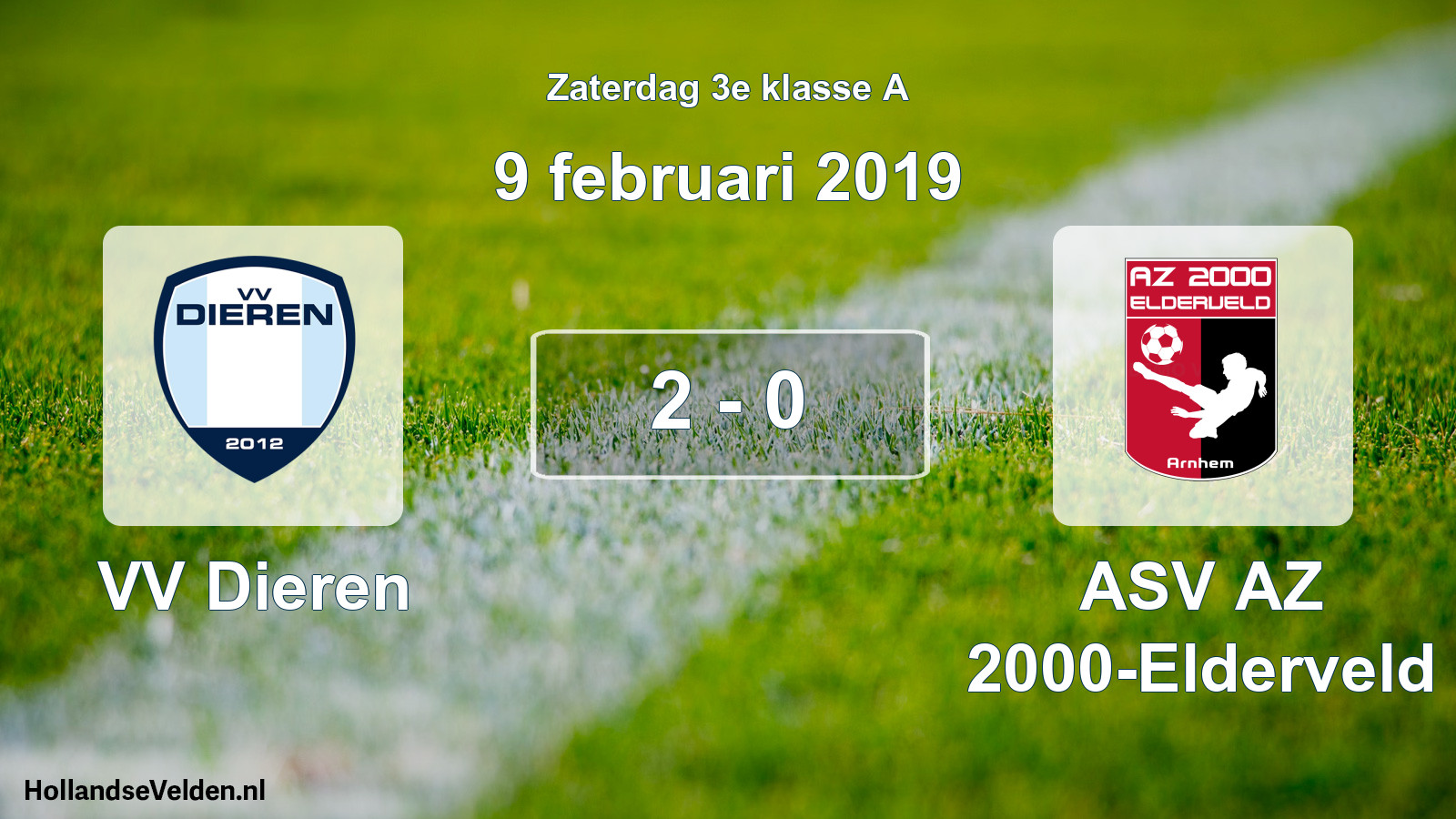 Total number of matches played: VV Dieren - ASV AZ 2000-Elderveld 2 - 0 (9 February 2019)