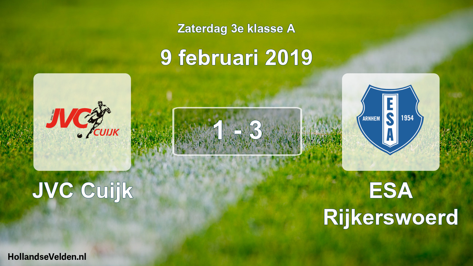 Total number of matches played: JVC Cuijk - ESA Rijkerswoerd 1 - 3 (9 February 2019)