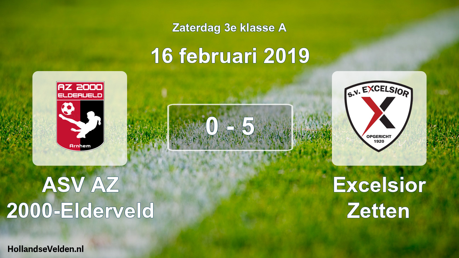 Total number of matches played: ASV AZ 2000-Elderveld - Excelsior Zetten 0 - 5 (16 February 2019)