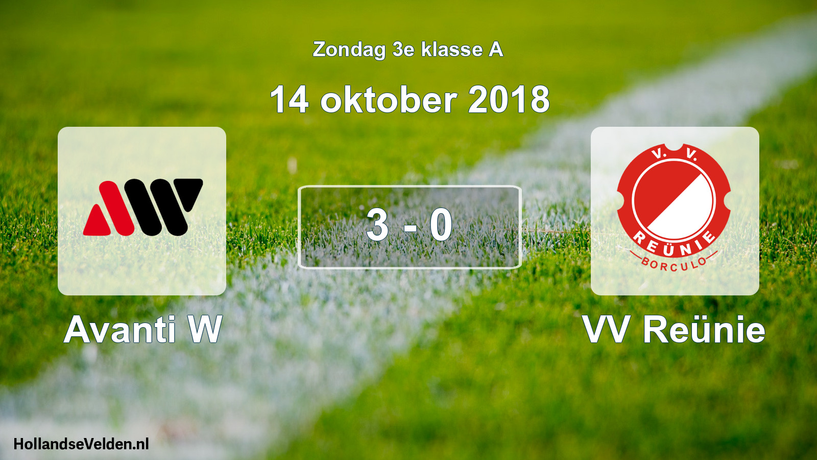 Total number of matches played: Avanti W - VV Reünie 3 - 0 (14 October 2018)
