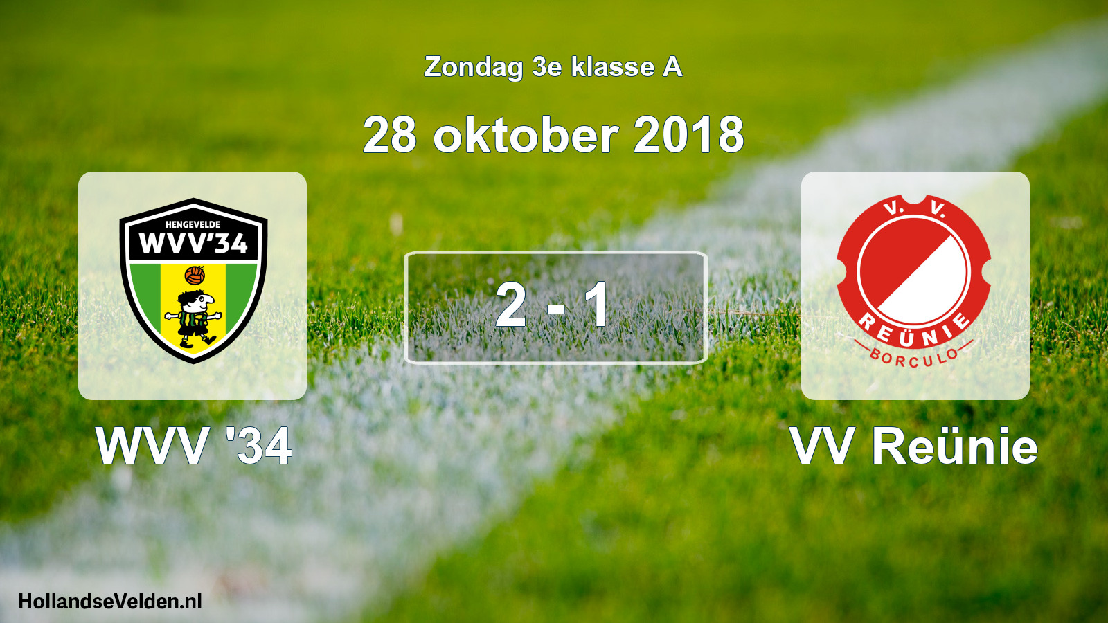 Total number of matches played: WVV '34 - VV Reünie 2 - 1 (28 October 2018)