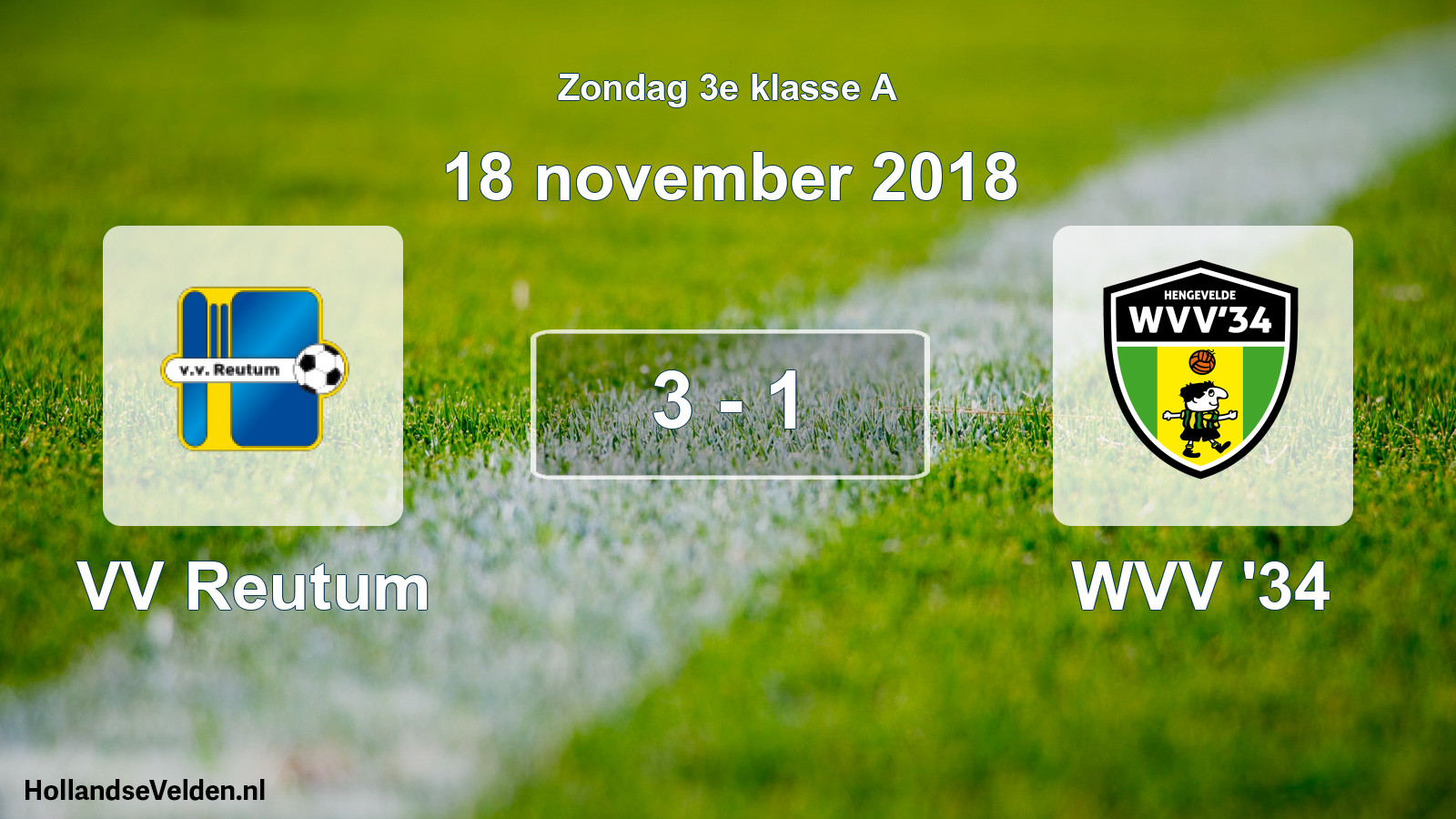 Total number of matches played: VV Reutum - WVV '34 3 - 1 (18 November 2018)