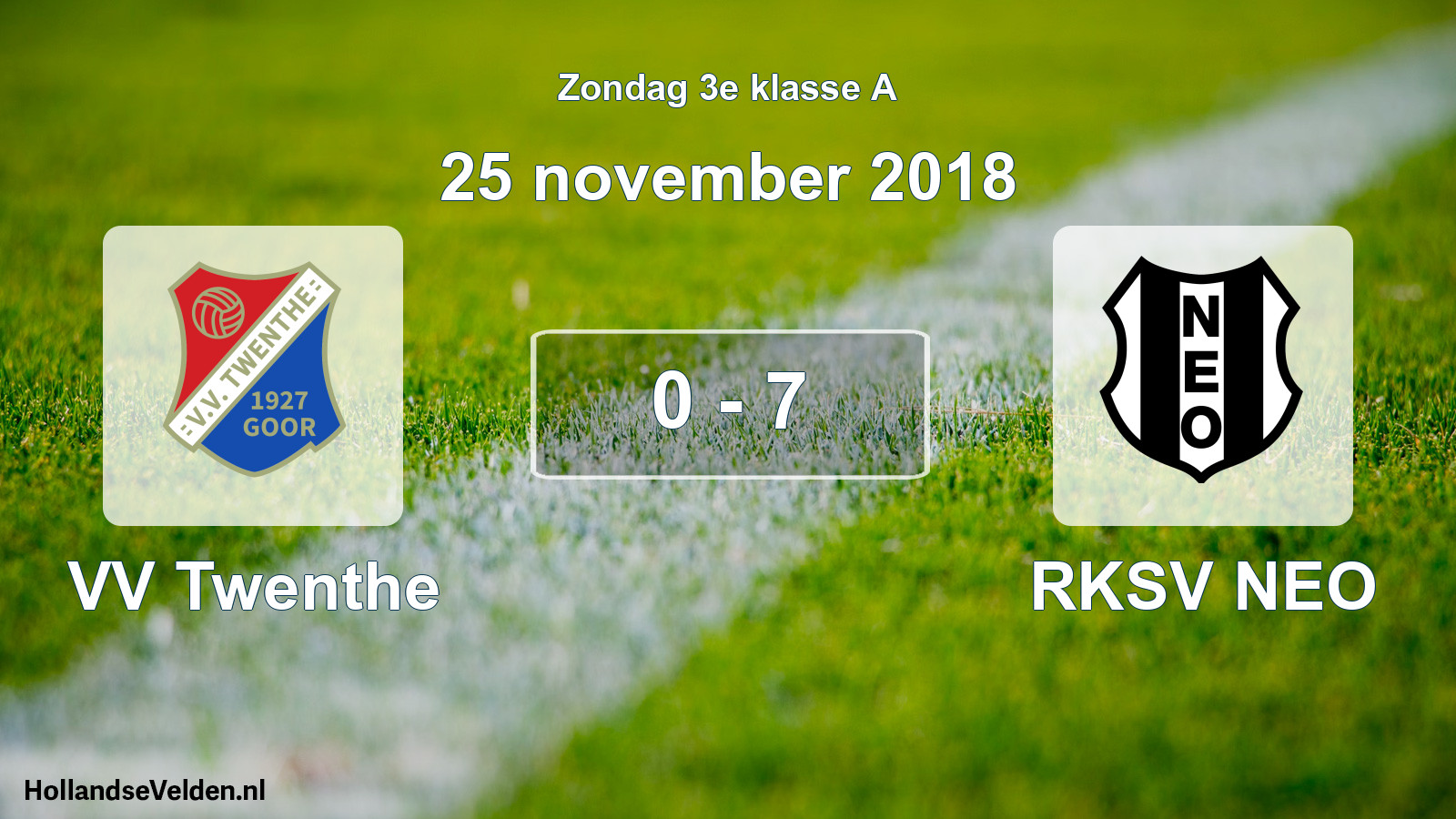 Total number of matches played: VV Twenthe - RKSV NEO 0 - 7 (25 November 2018)