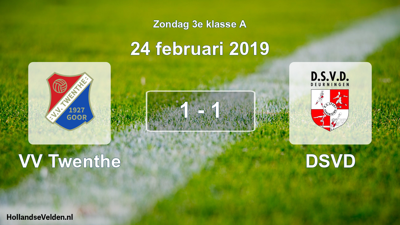 Total number of matches played: VV Twenthe - DSVD 1 - 1 (24 February 2019)