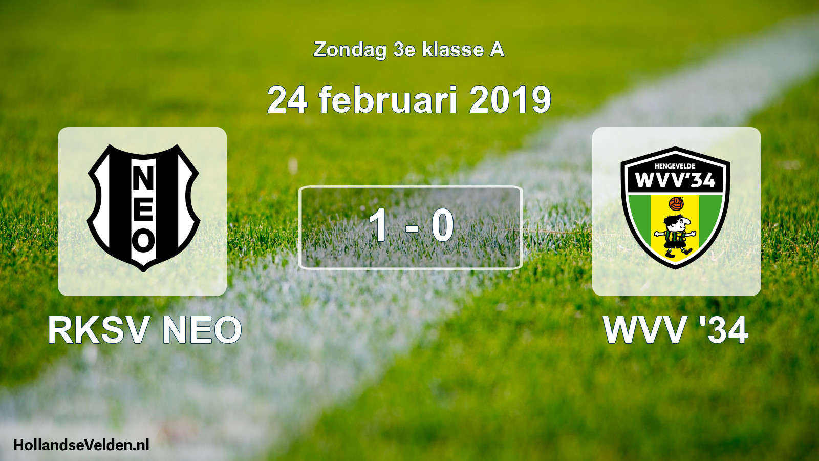 Total number of matches played: RKSV NEO - WVV '34 1 - 0 (24 February 2019)