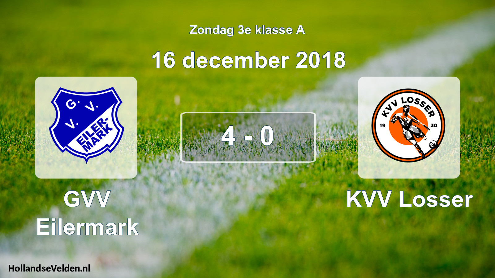 Total number of matches played: GVV Eilermark - KVV Losser 4 - 0 (16 December 2018)