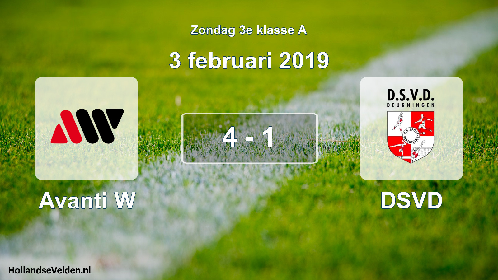 Total number of matches played: Avanti W - DSVD 4 - 1 (3 February 2019)