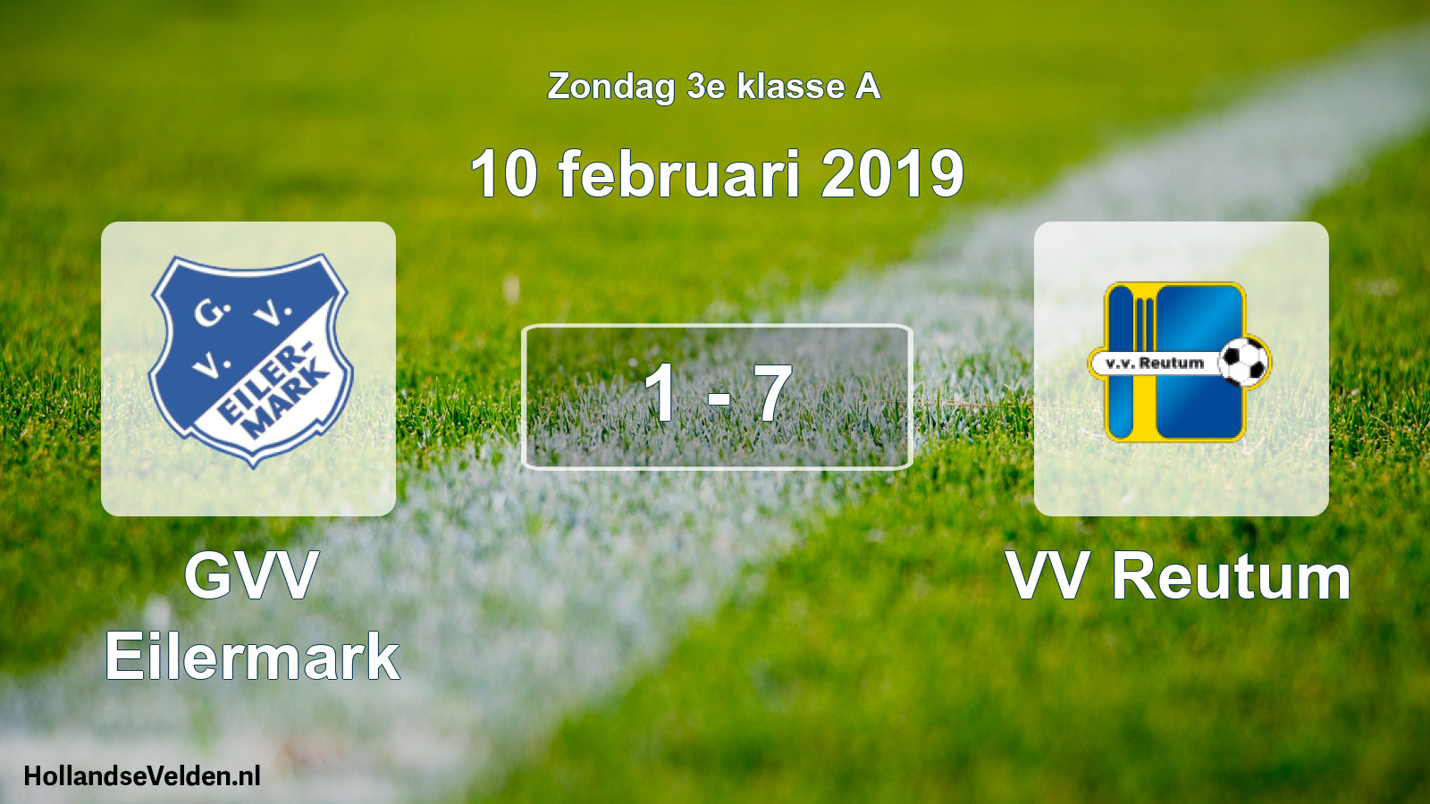 Total number of matches played: GVV Eilermark - VV Reutum 1 - 7 (10 February 2019)